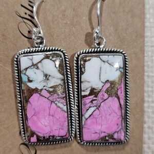 Authentic cotton candy turquoise and 925 sterling silver drop earrings